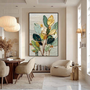 GILDED BOTANICA: Textured Palette Knife Floral Oil Painting