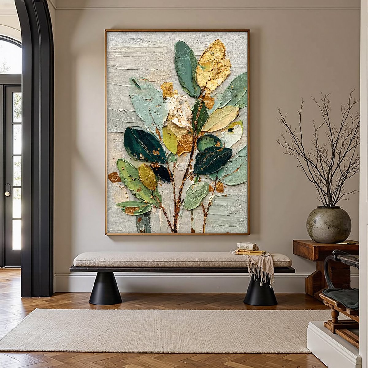 GILDED BOTANICA: Textured Palette Knife Floral Oil Painting