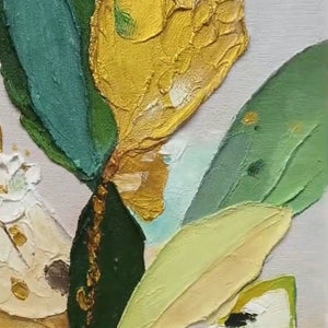 GILDED BOTANICA: Textured Palette Knife Floral Oil Painting