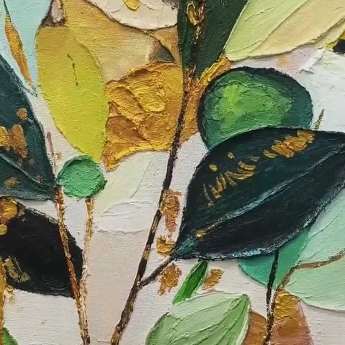 GILDED BOTANICA: Textured Palette Knife Floral Oil Painting