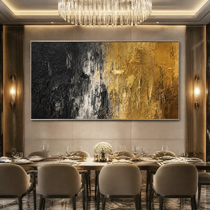 GILDED NIGHT: Black Gold Texture Abstract