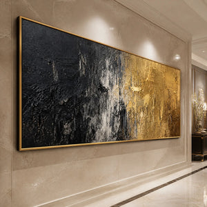 GILDED NIGHT: Black Gold Texture Abstract