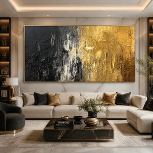GILDED NIGHT: Black Gold Texture Abstract