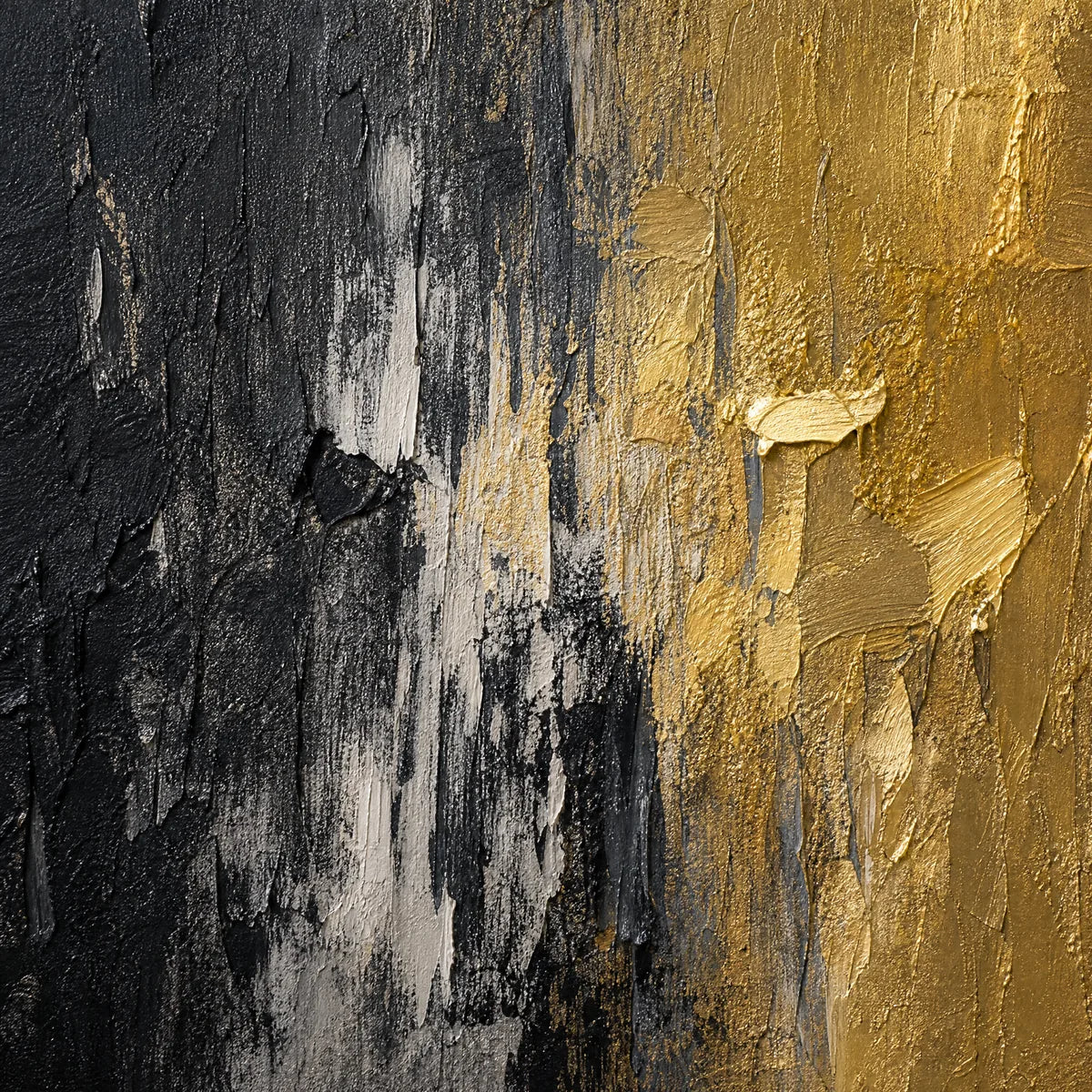 GILDED NIGHT: Black Gold Texture Abstract