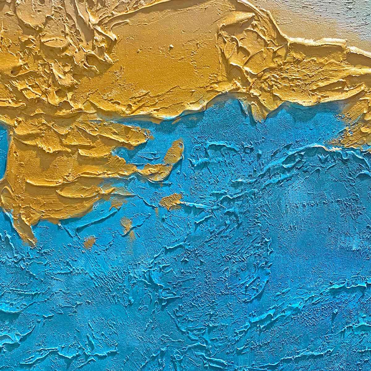 Gilded Tidepool: Square Abstract Oil Painting with Gold Leaf and