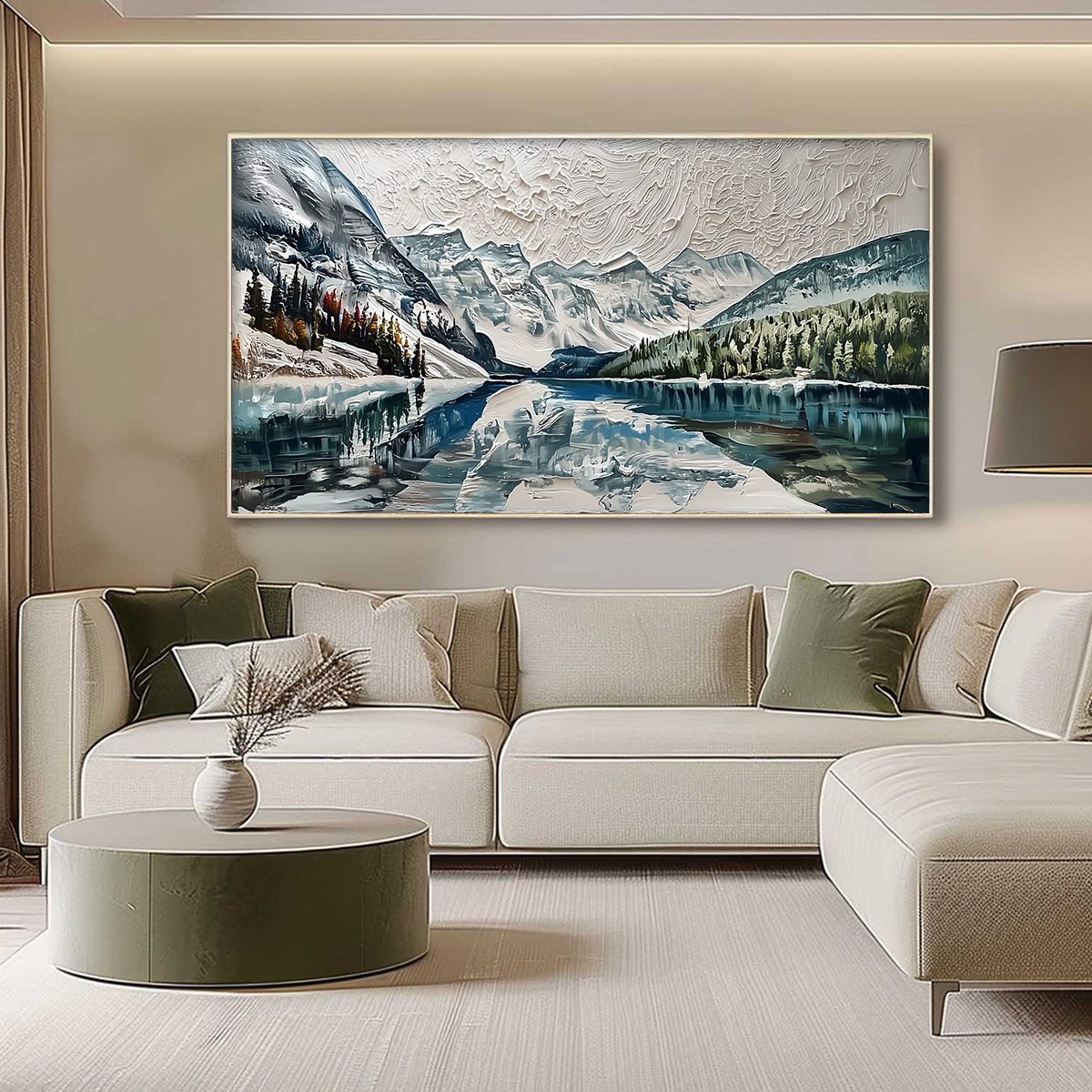 GLACIAL SERENITY: Heavily Textured Impasto Mountain Lake Painting