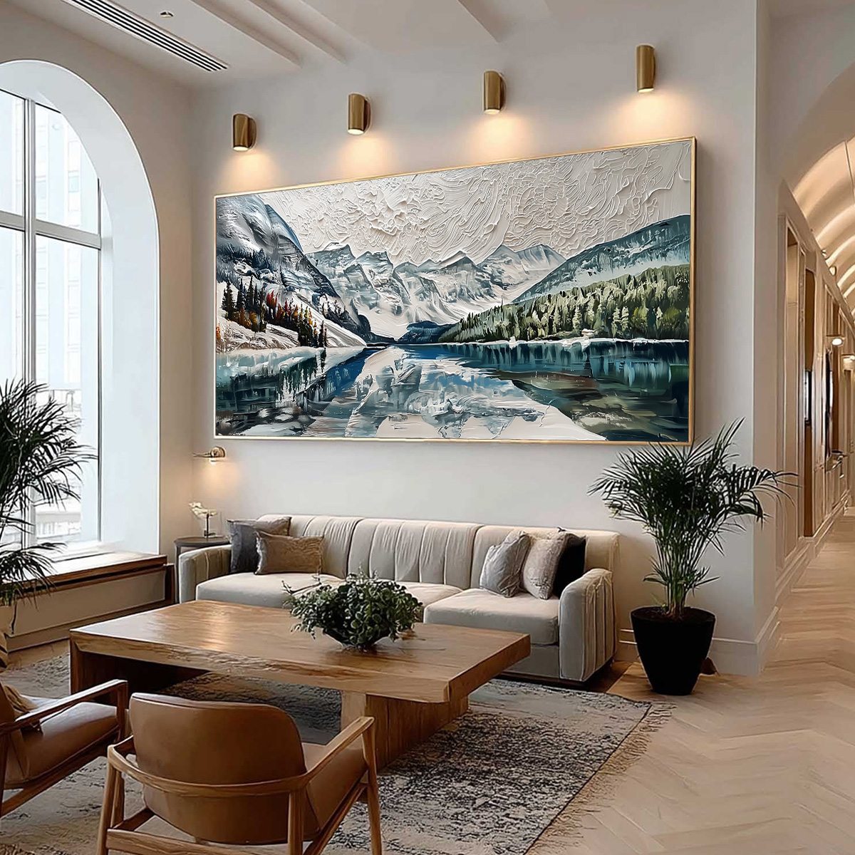 GLACIAL SERENITY: Heavily Textured Impasto Mountain Lake Painting