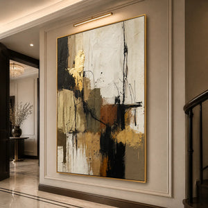 GOLD THREAD: Black Gold Linear Abstract