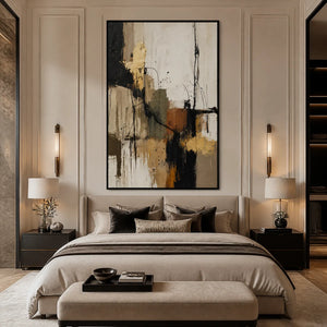 GOLD THREAD: Black Gold Linear Abstract