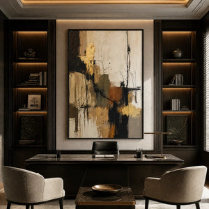 GOLD THREAD: Black Gold Linear Abstract