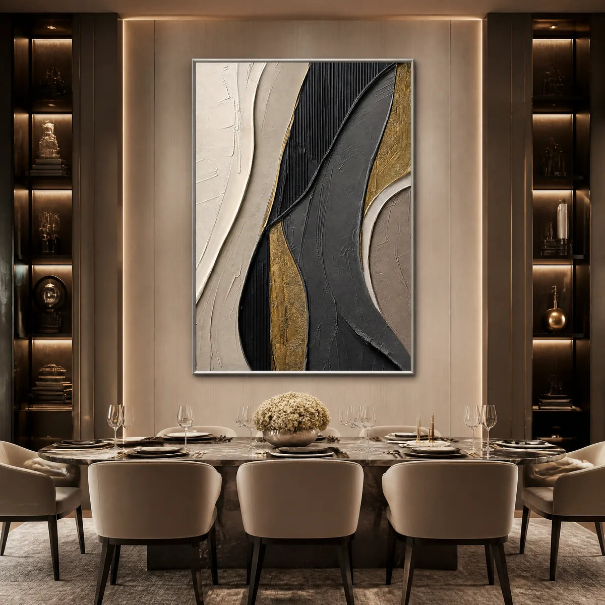 GOLDEN BALANCE: Black Gold Geometric Abstract