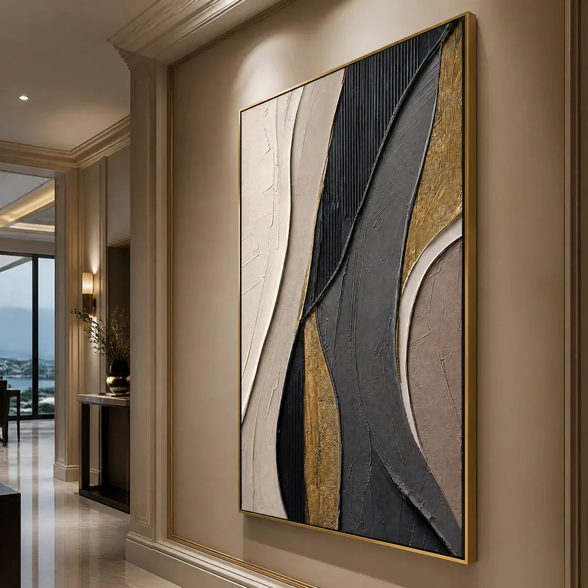 GOLDEN BALANCE: Black Gold Geometric Abstract