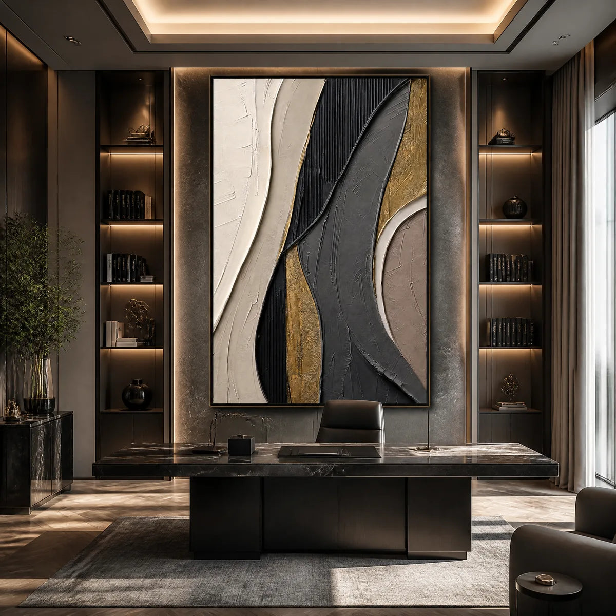 GOLDEN BALANCE: Black Gold Geometric Abstract