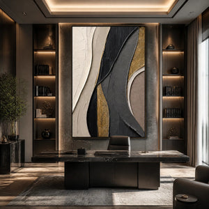 GOLDEN BALANCE: Black Gold Geometric Abstract