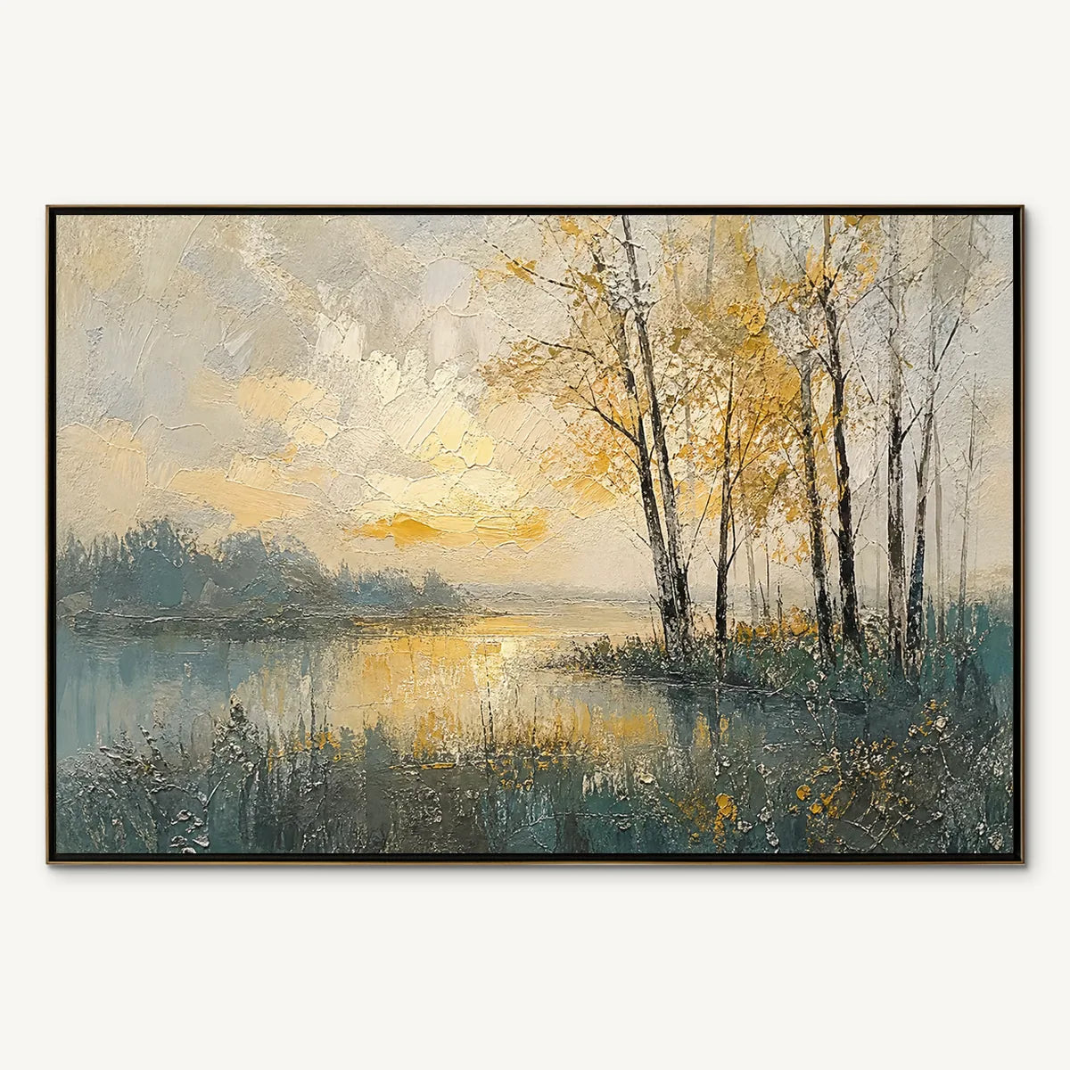 GOLDEN BIRCH LAKE: Golden Lake Birch Landscape