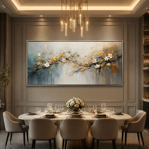 GOLDEN BRANCH: Soft Gold Floral Branch Art