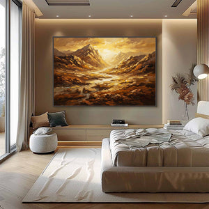 GOLDEN CANYON: Textured Impasto Mountain Valley Landscape Painting