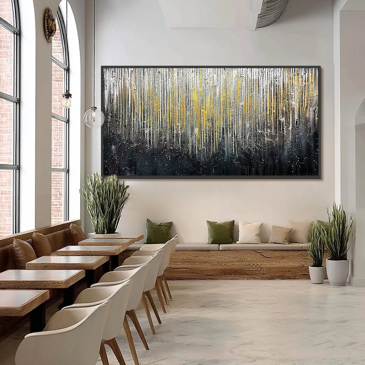 GOLDEN CASCADE: Large Textured Abstract Gold and Black Painting