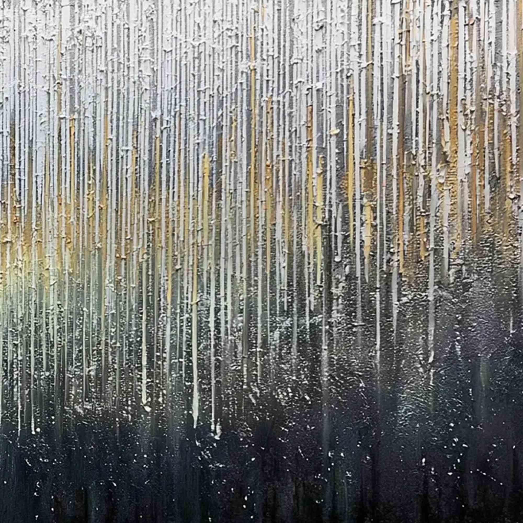 GOLDEN CASCADE: Large Textured Abstract Impasto Painting with Gold and Silver