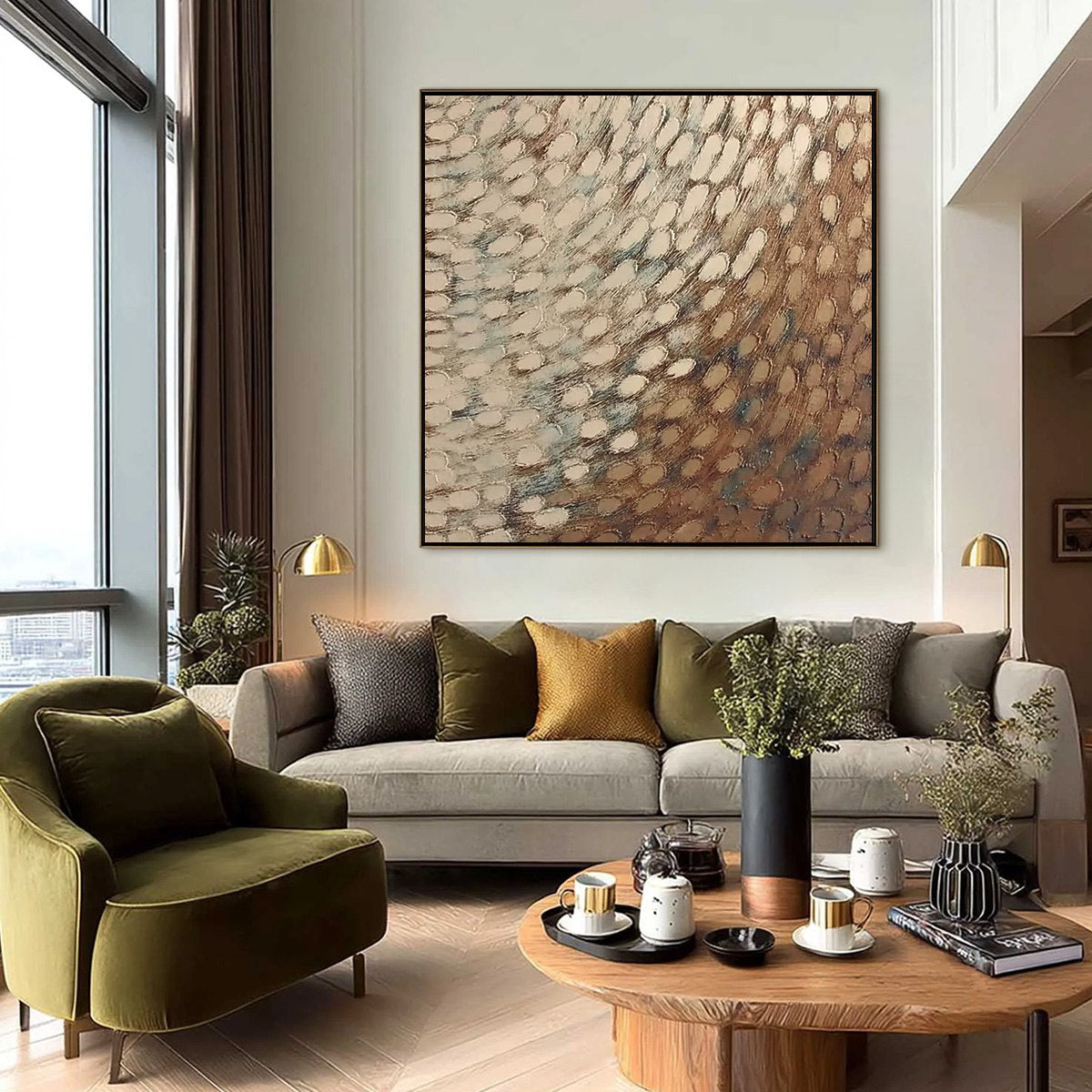 GOLDEN DRIFT: Textured Wabi Sabi Abstract Oil Painting