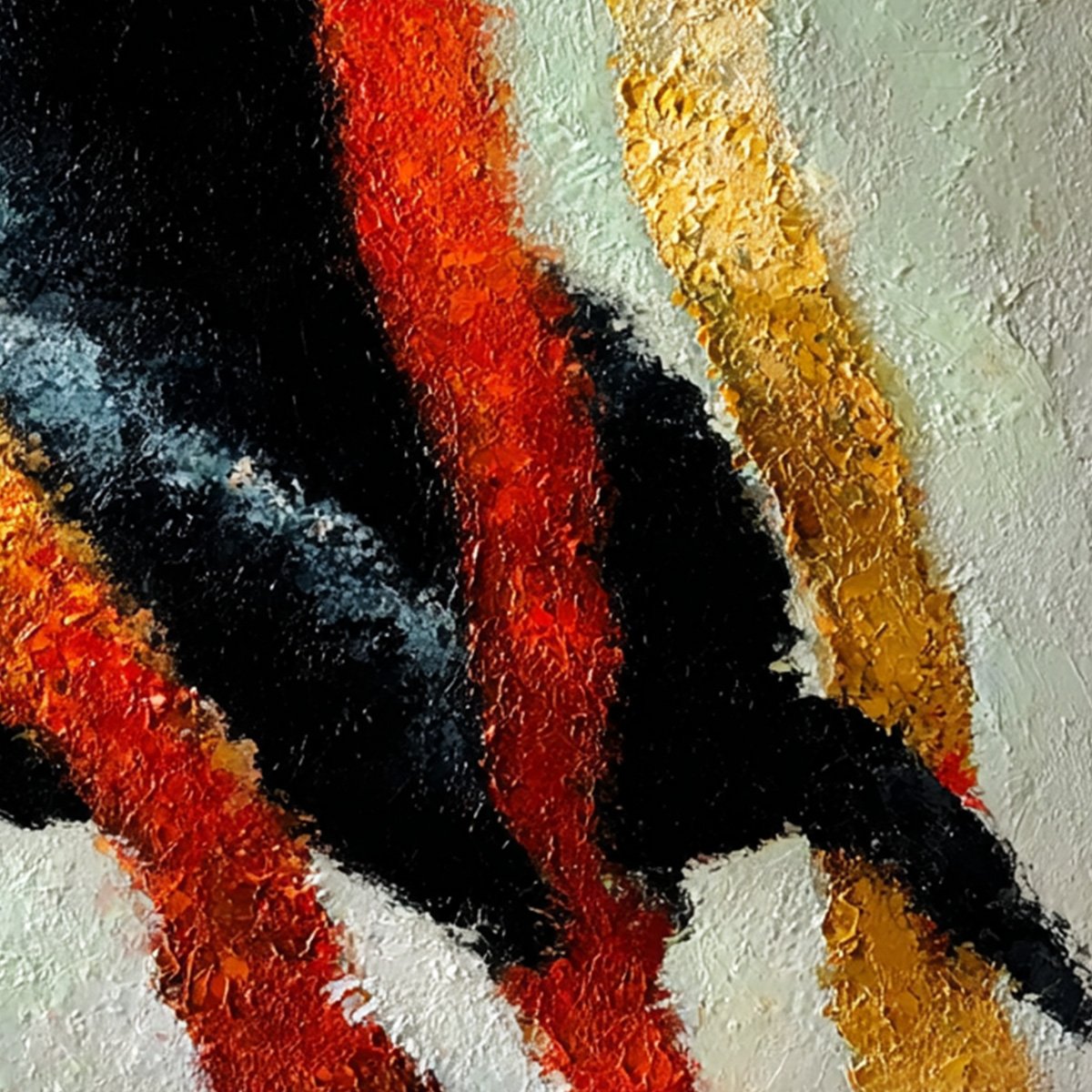 GOLDEN GAZE: Textured Impasto Black Cat Painting with Golden Accents