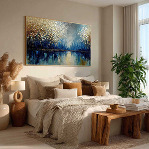 GOLDEN HORIZON: Textured Abstract Cityscape Painting with Golden Hues