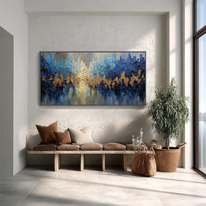 GOLDEN HORIZON: Textured Abstract Cityscape Palette Knife Art