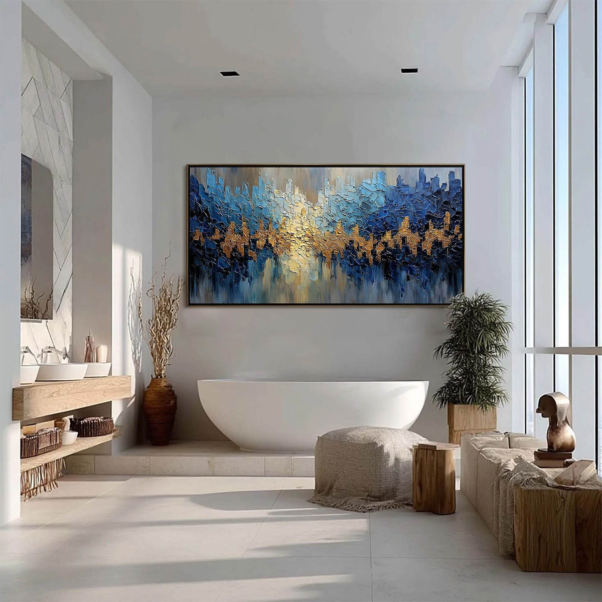 GOLDEN HORIZON: Textured Abstract Cityscape Palette Knife Art