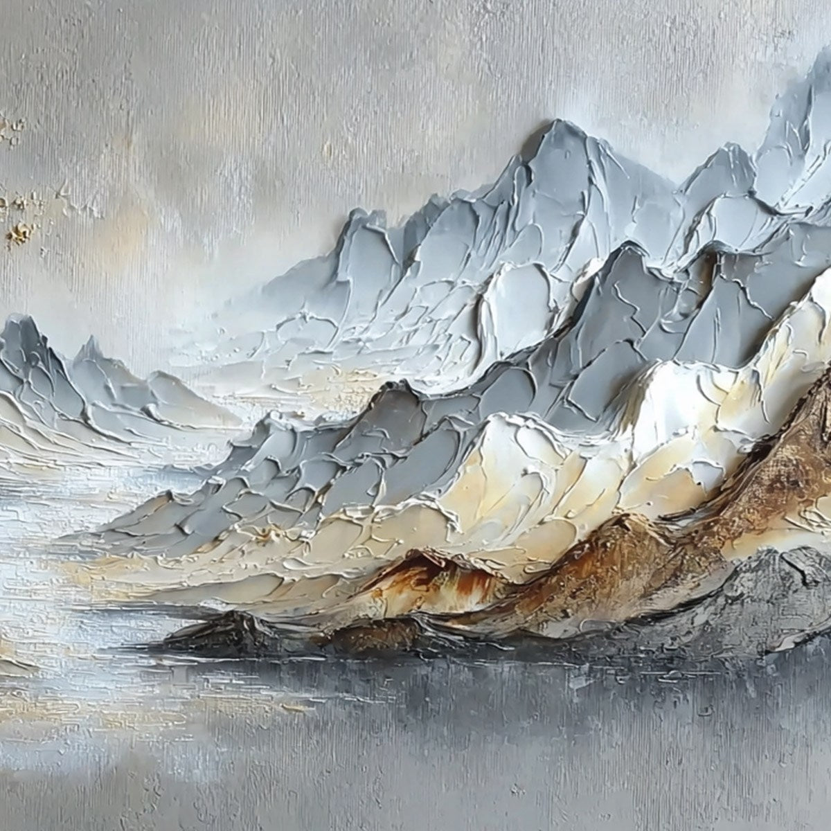 GOLDEN SERENITY: Textured Impasto Mountain Valley Landscape Painting