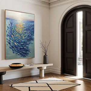 GOLDEN TIDE: Textured Impasto Painting of a School of Fish