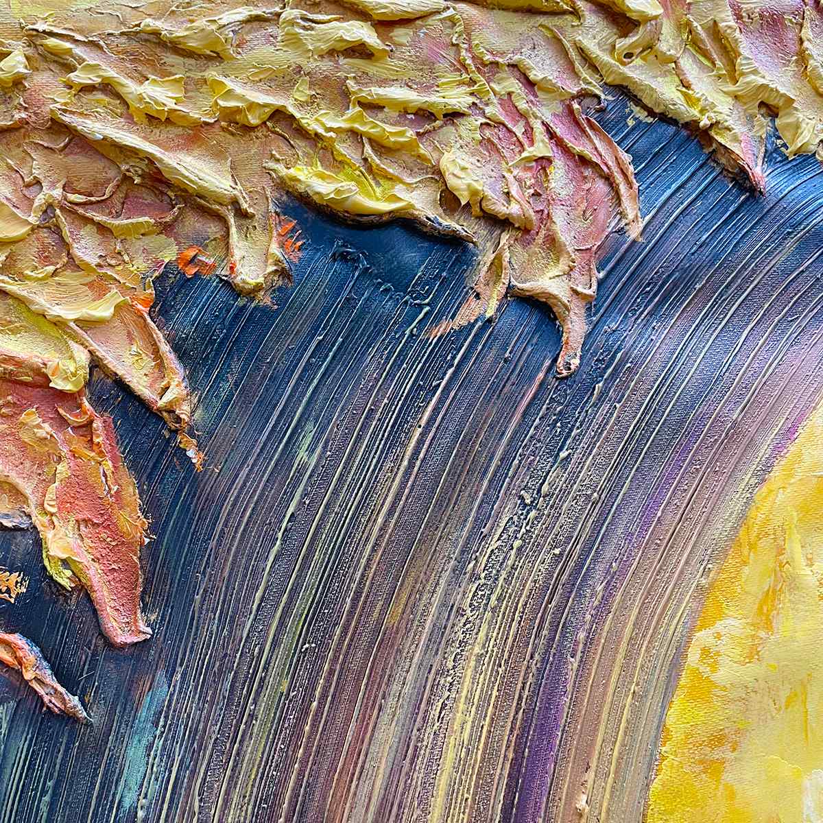Ready to Ship ｜Golden Wave Dreams: A Work of Textured Sea Billows