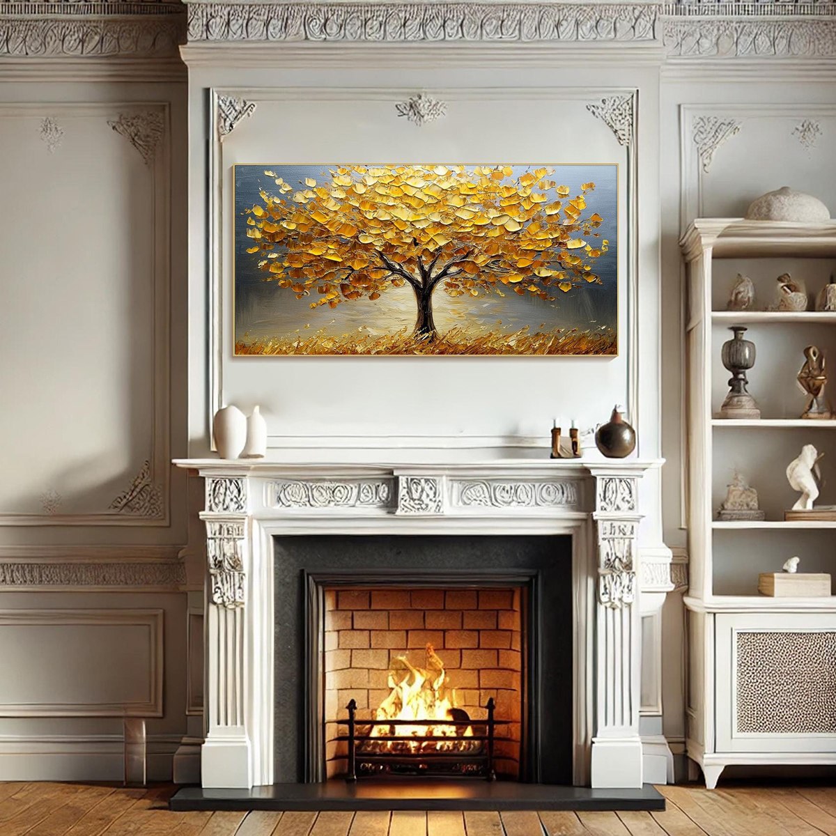 GOLDEN AUTUMN: Textured Impasto Tree Landscape Oil Painting