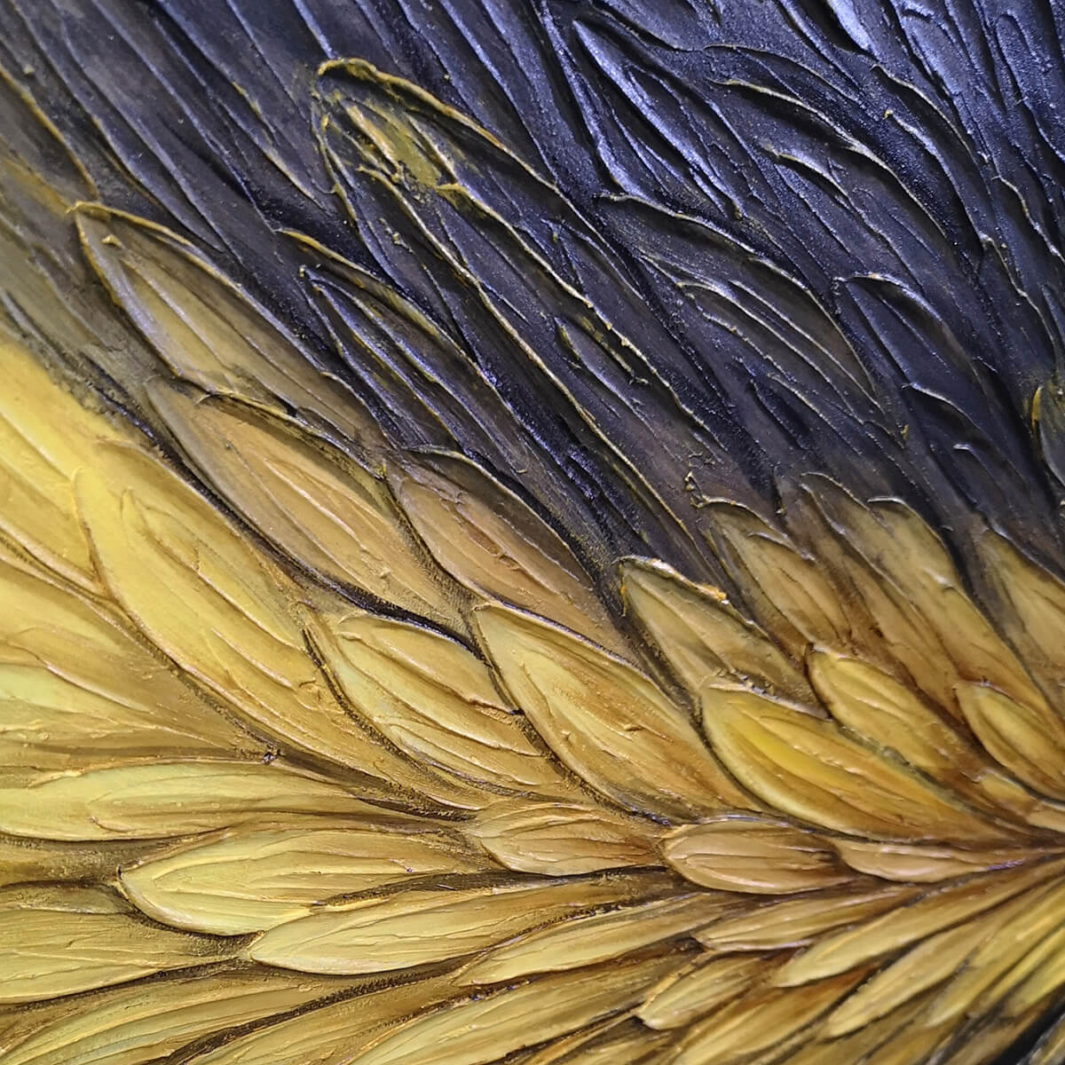 GOLDEN BLOOM: Textured Abstract Gold Black Oil Painting