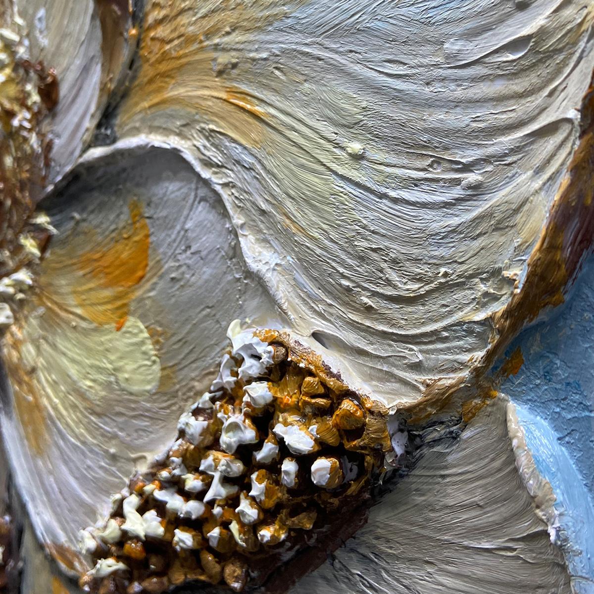 Golden Bloom: Original Impasto Floral Oil Painting - Textured Gold Flower Wall Art Decor