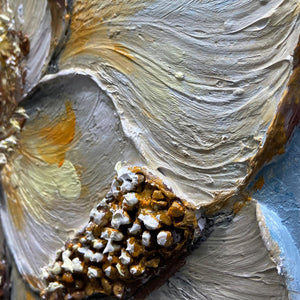 Golden Bloom: Original Impasto Floral Oil Painting - Textured Gold Flower Wall Art Decor