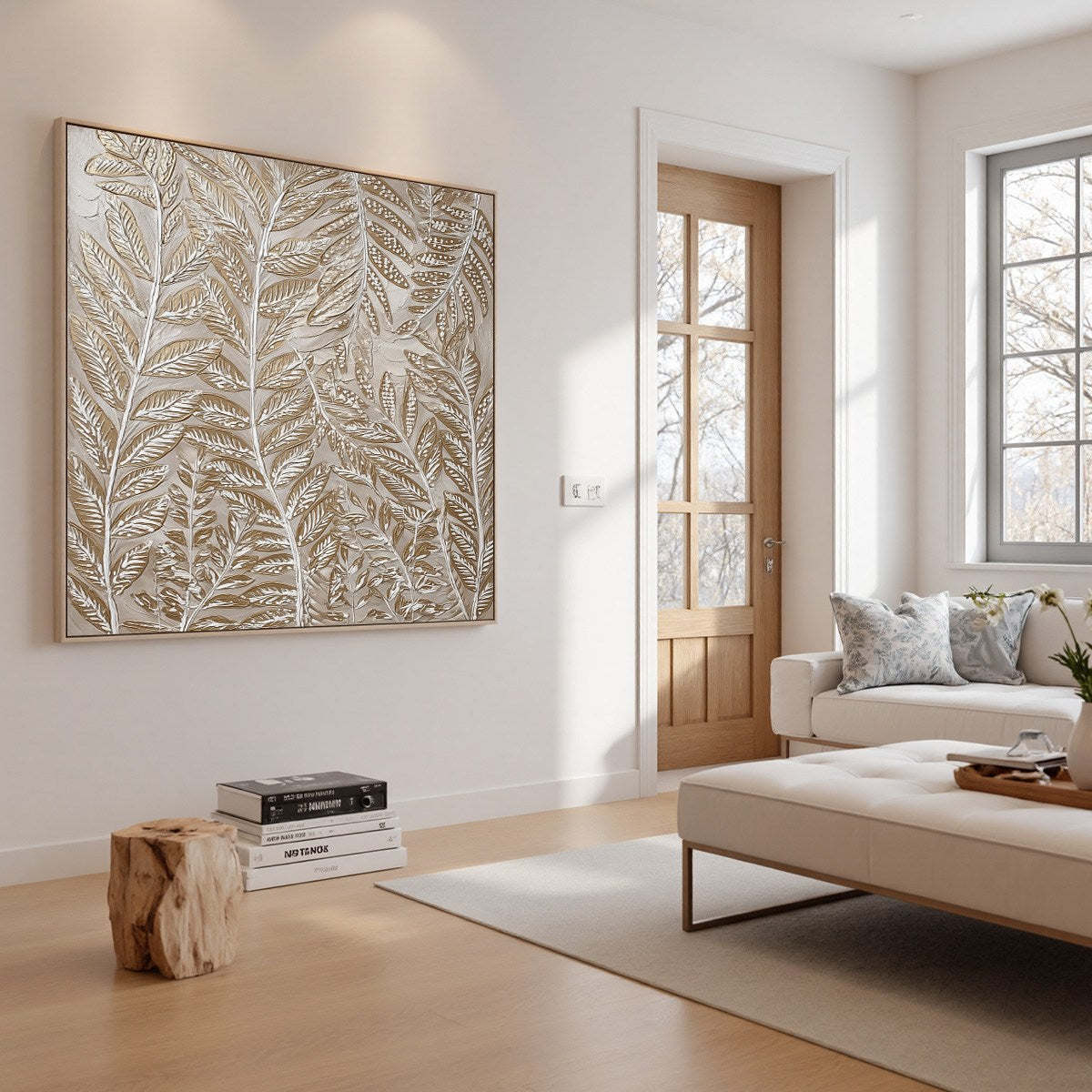 GOLDEN BOTANICALS: Textured Metallic Gold Leaf Oil Painting