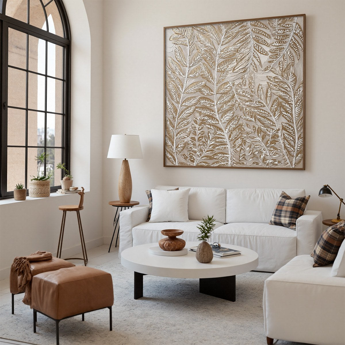 GOLDEN BOTANICALS: Textured Metallic Gold Leaf Oil Painting