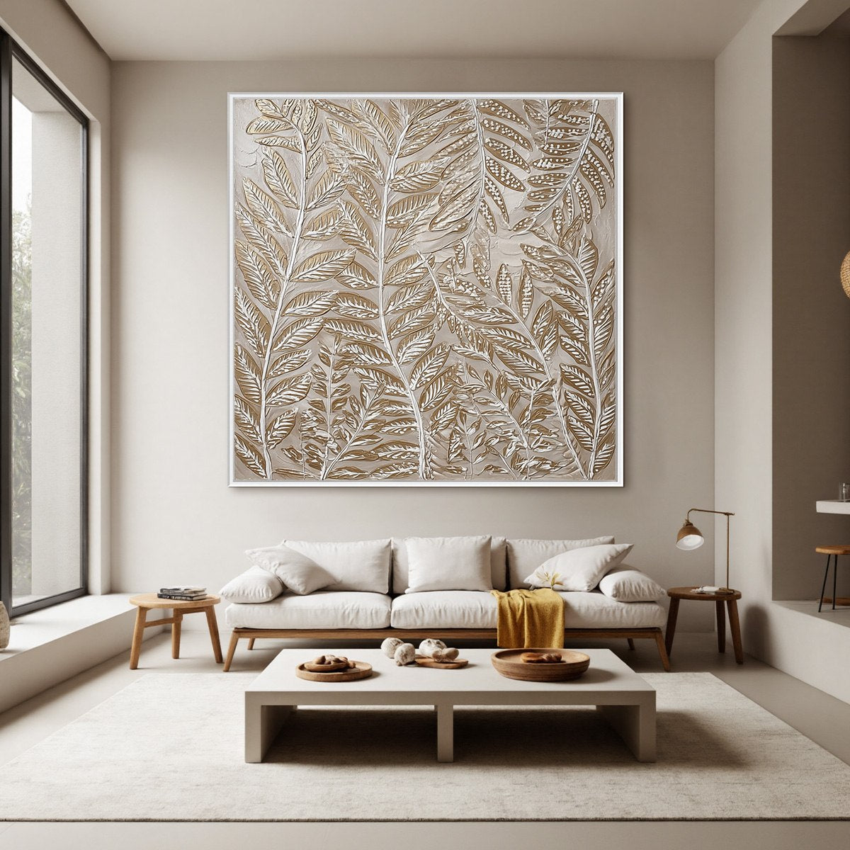 GOLDEN BOTANICALS: Textured Metallic Gold Leaf Oil Painting