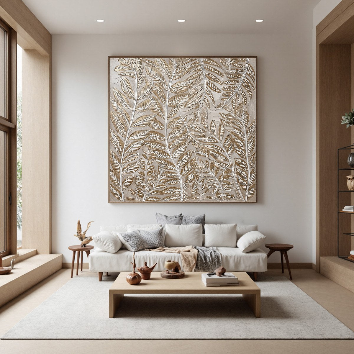 GOLDEN BOTANICALS: Textured Metallic Gold Leaf Oil Painting