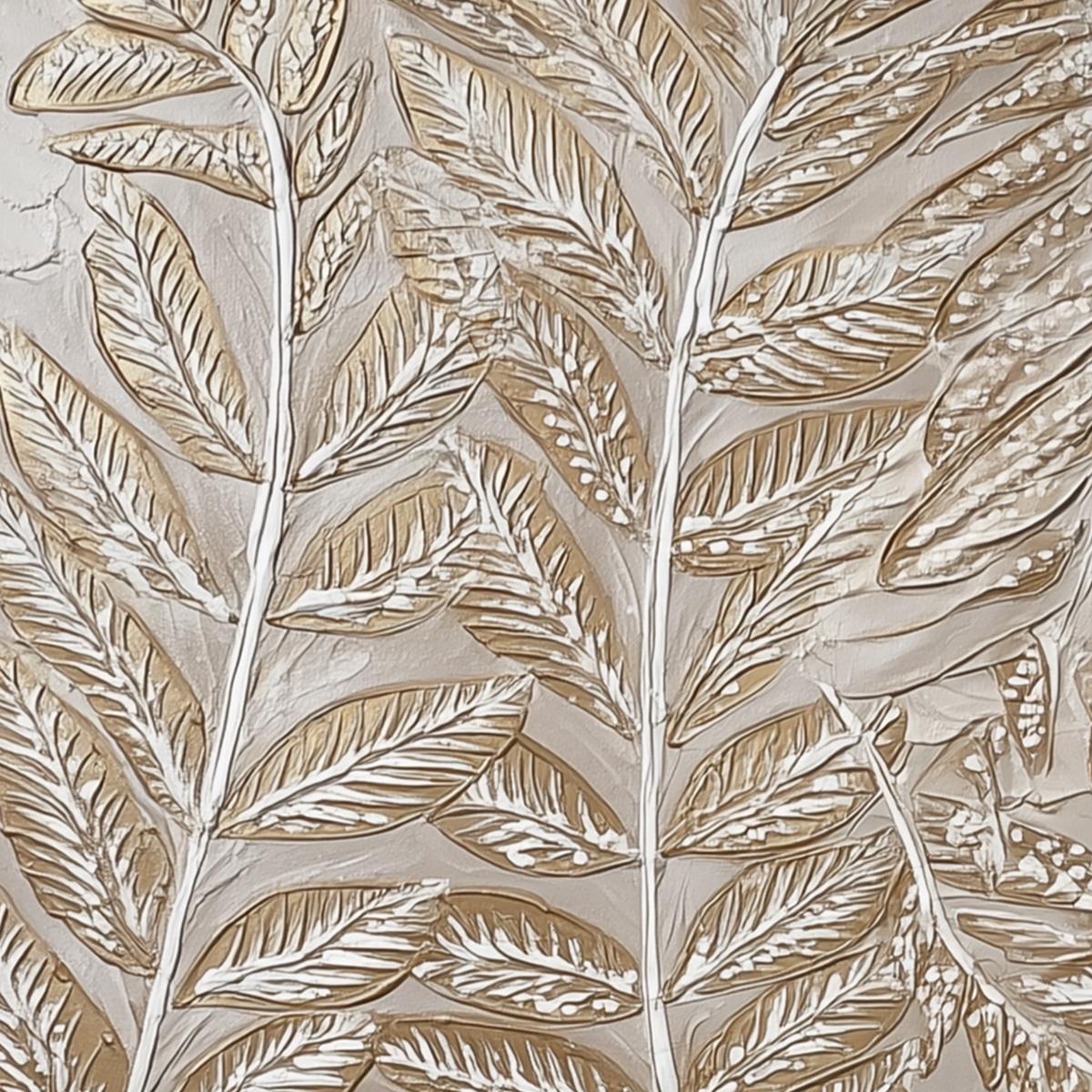 GOLDEN BOTANICALS: Textured Metallic Gold Leaf Oil Painting