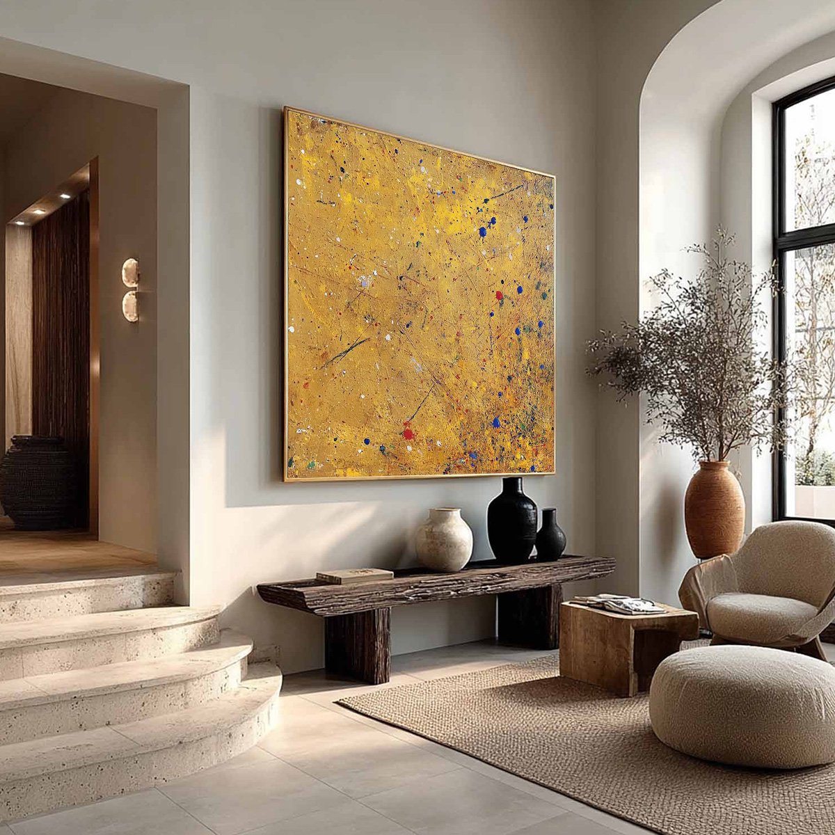 GOLDEN CHORUS: Abstract Expressionist Oil Painting