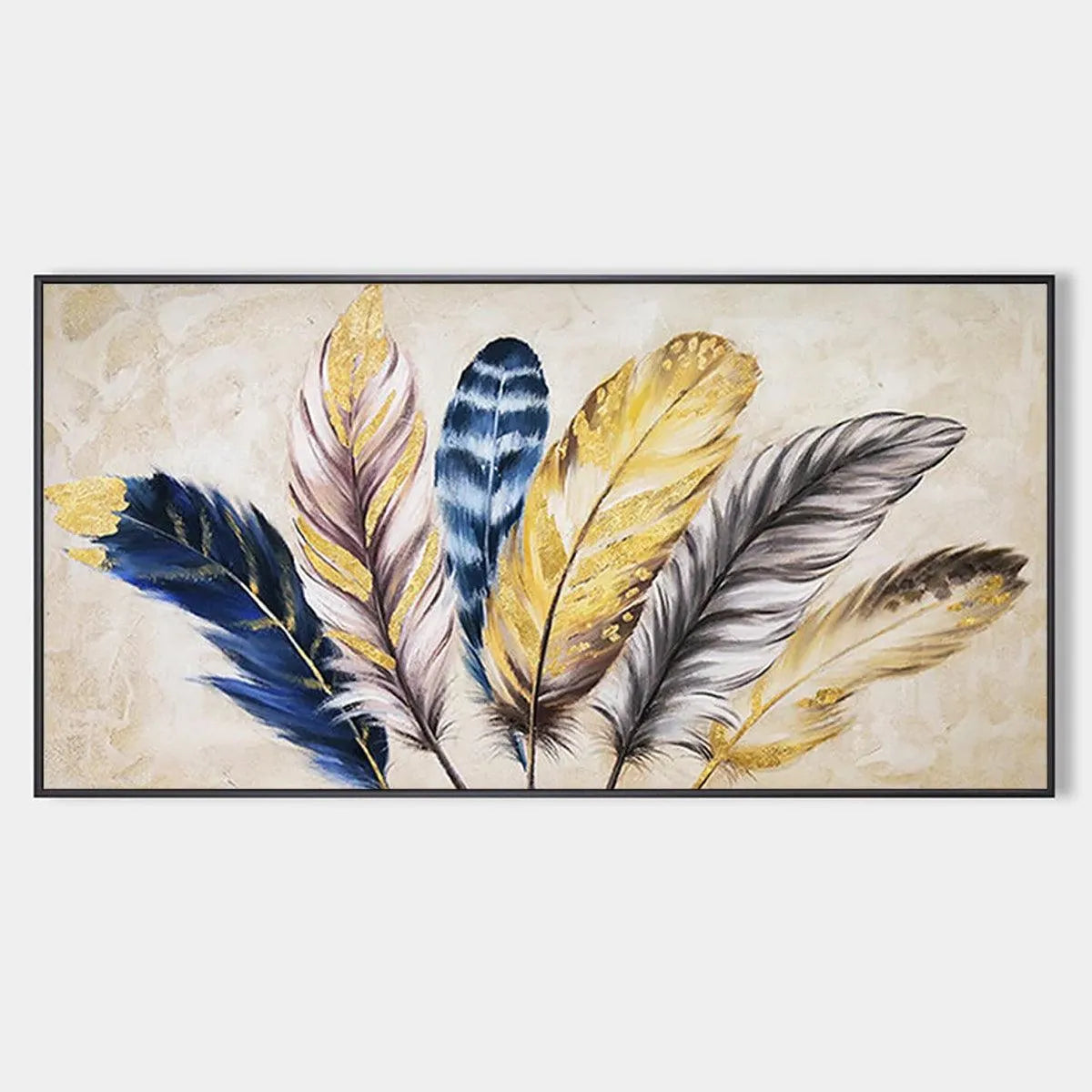 Elegant Feather Painting, Horizontal Wall Art