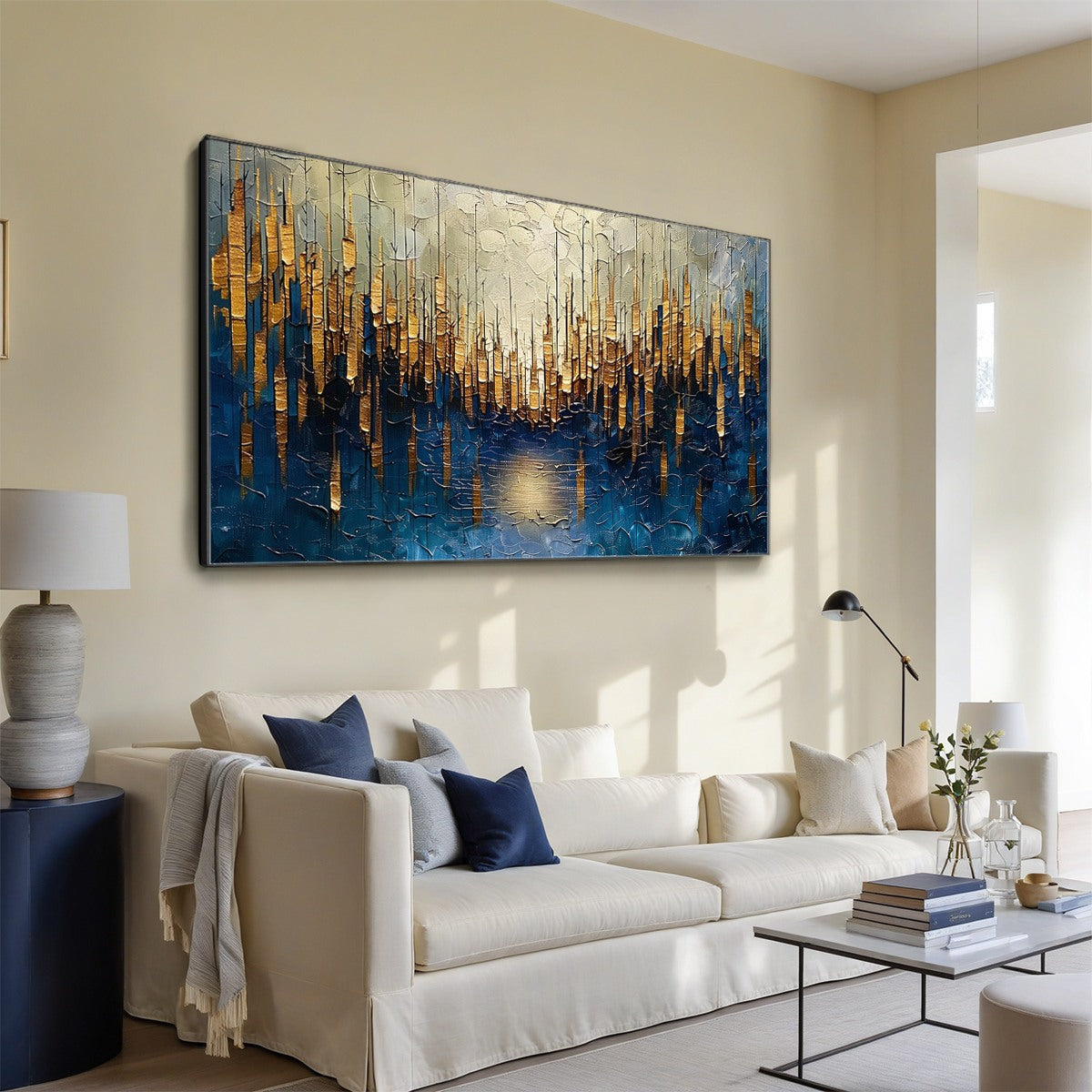 GOLDEN FOREST REFLECTION: Textured Landscape Oil Painting