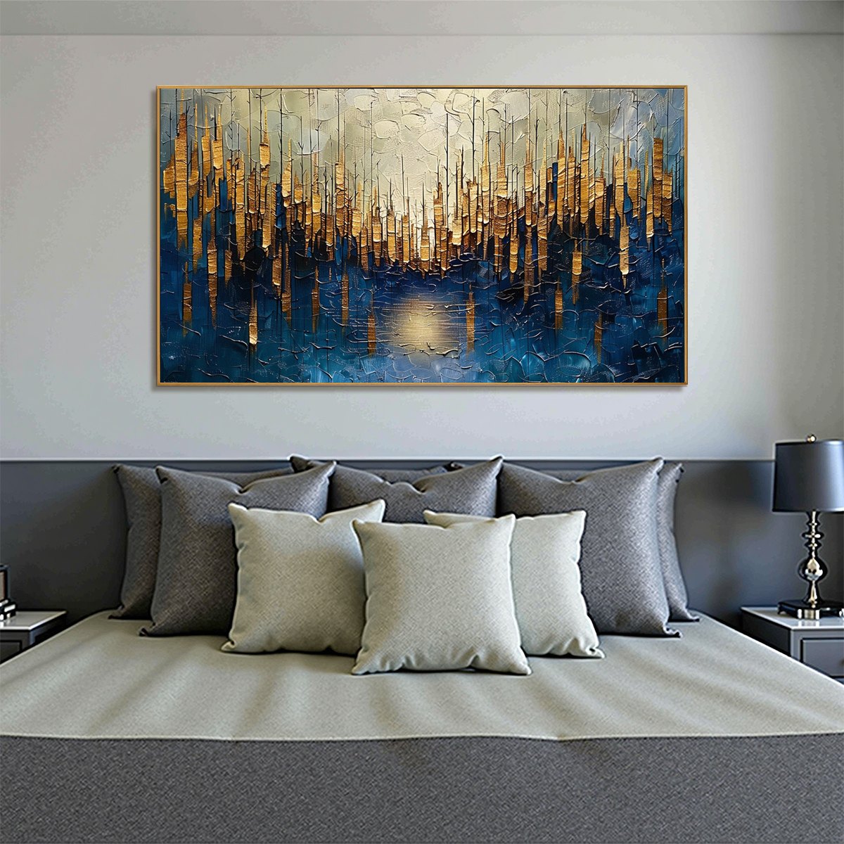 GOLDEN FOREST REFLECTION: Textured Landscape Oil Painting