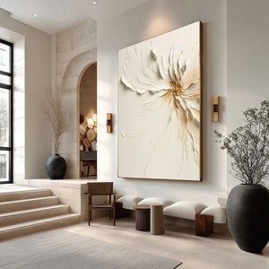 GOLDEN HEART: Textured Impasto Abstract Floral Painting