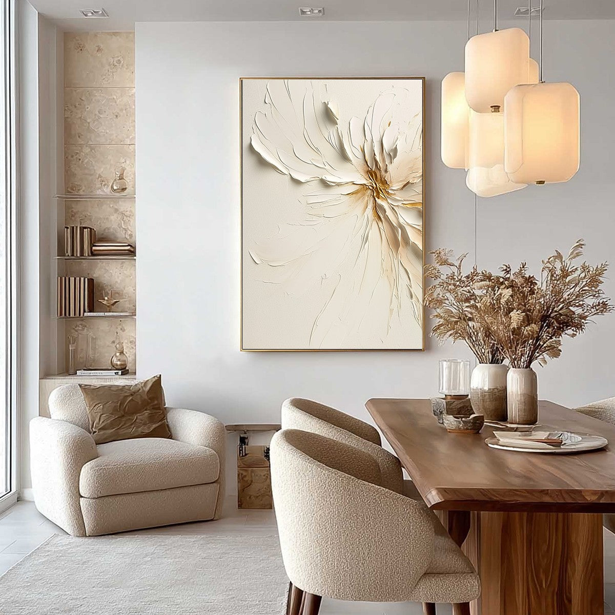 GOLDEN HEART: Textured Impasto Abstract Floral Painting