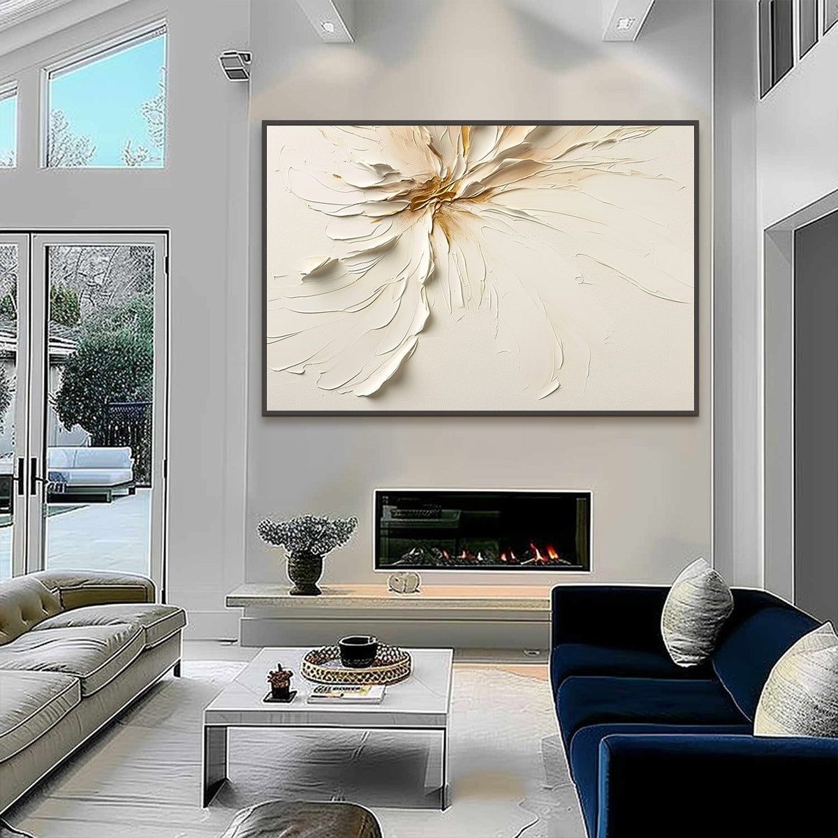 GOLDEN HEART: Textured Impasto Abstract Floral Painting