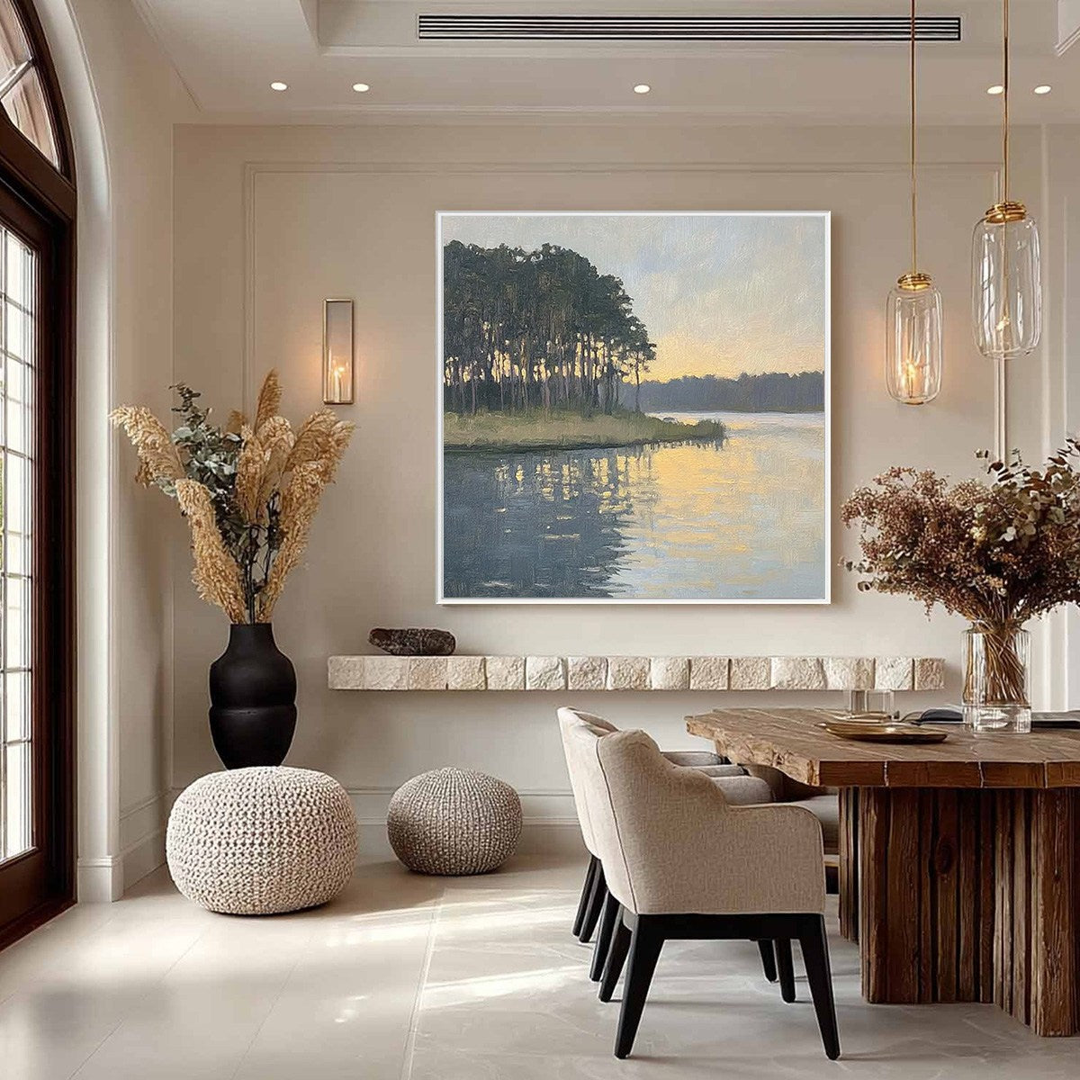 GOLDEN HOUR SERENITY Tranquil Landscape Oil Painting