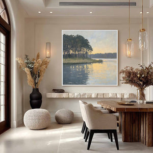 GOLDEN HOUR SERENITY Tranquil Landscape Oil Painting