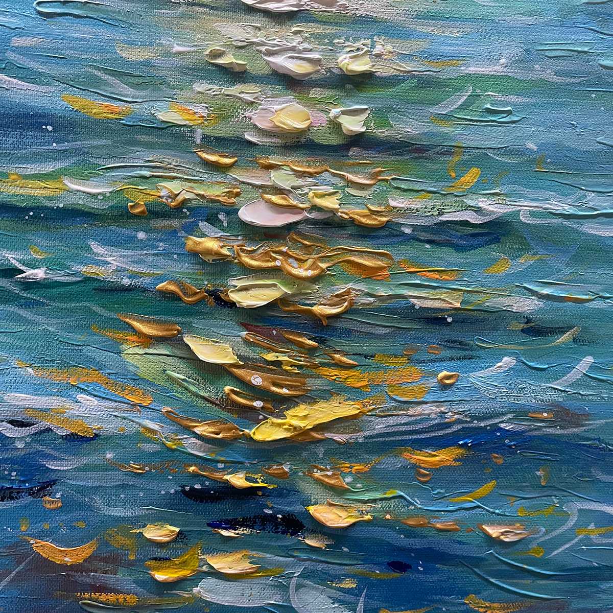 GOLDEN HOUR: Textured Sunset Seascape Oil Painting